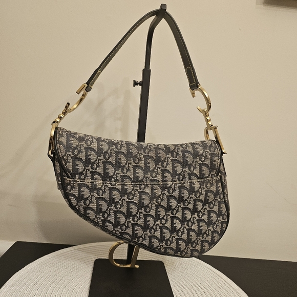 Vintage Dior Saddle Bag John Galliano Era Oblique Canvas - Picture 3 of 16